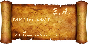 Bálint Adolf névjegykártya
